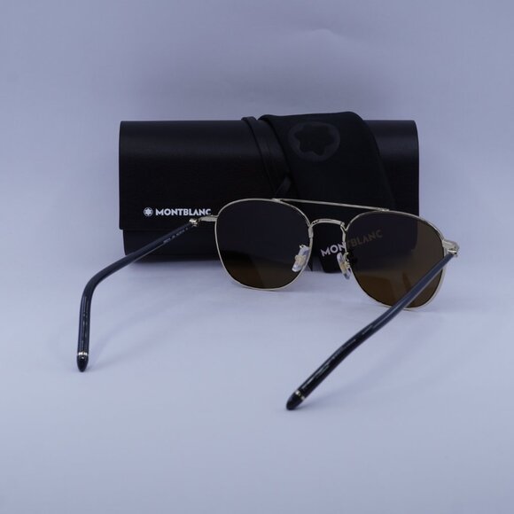 Montblanc MB0271S 009 Square Sunglasses - Gold/Brown - Picture 9 of 11